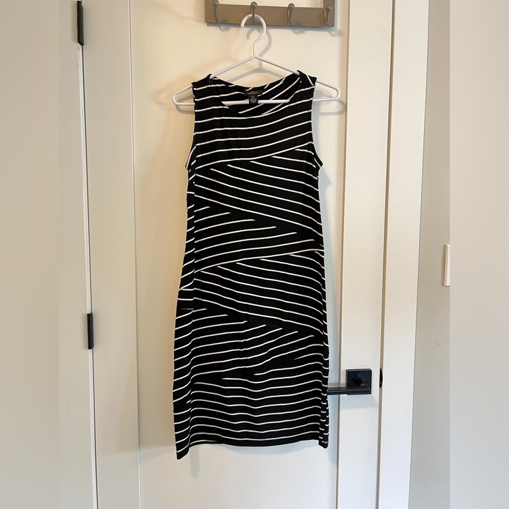 Black and White Striped Maternity Dress